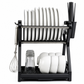 🍽️ 🥣 2‑Tier Compact Dish Drying Rack – Double Counter Space, Pull‑Out Drip Tray, 12+ Plate Slots 🧽