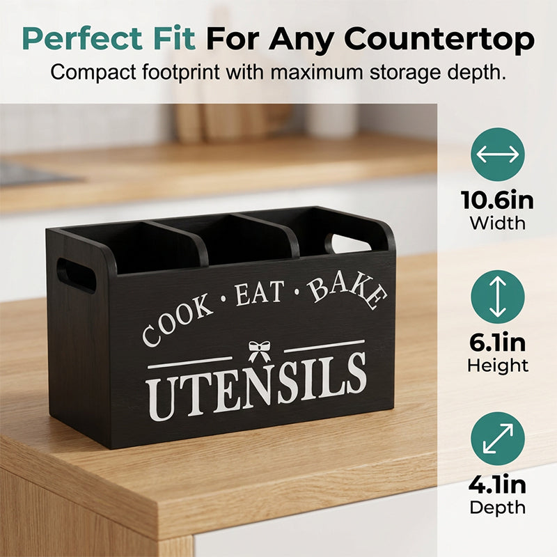 "Cook Eat Bake" Wooden Organizer Box