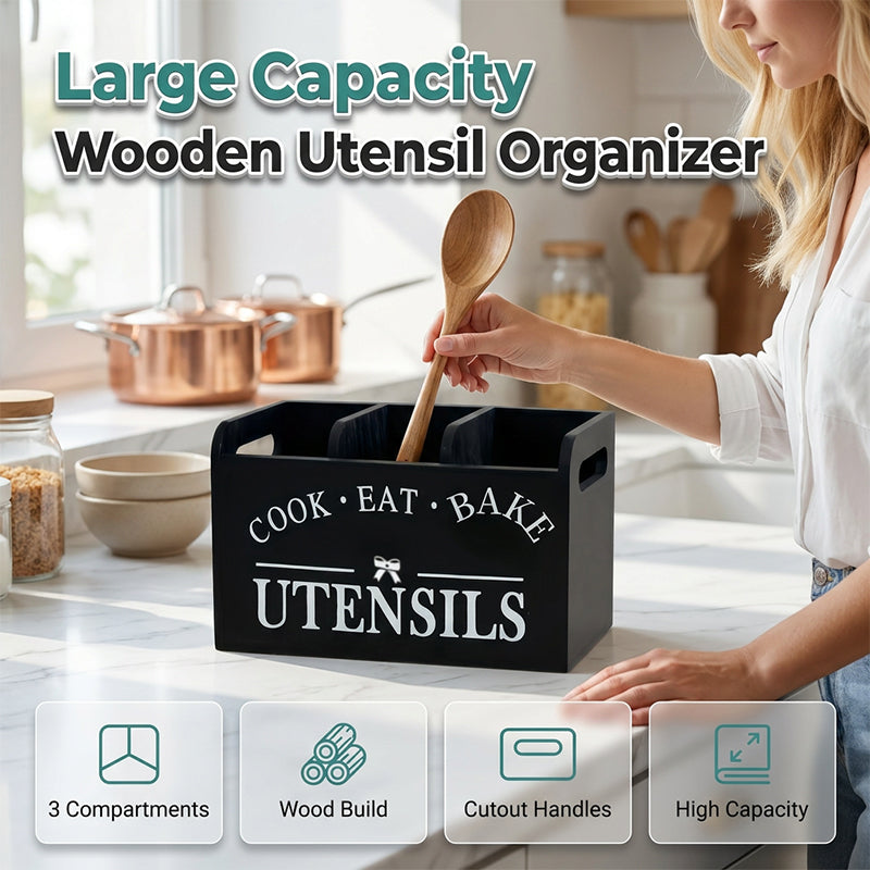 "Cook Eat Bake" Wooden Organizer Box