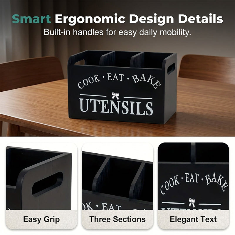 "Cook Eat Bake" Wooden Organizer Box