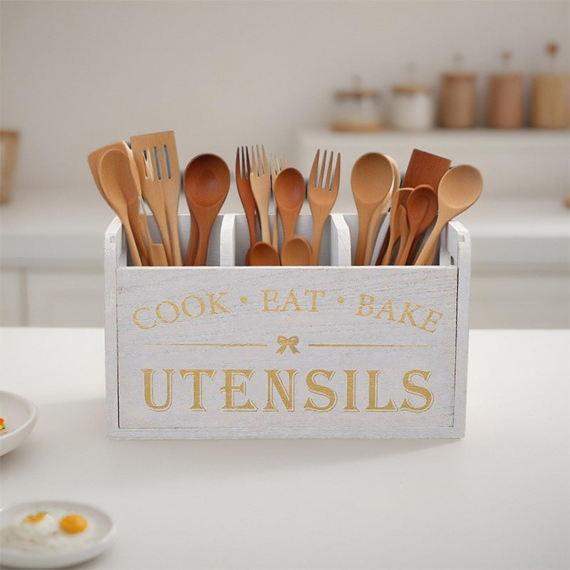 "Cook Eat Bake" Wooden Organizer Box