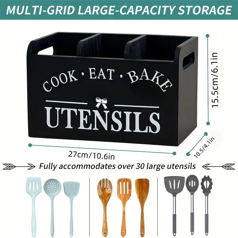 "Cook Eat Bake" Wooden Organizer Box