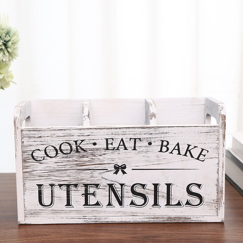"Cook Eat Bake" Wooden Organizer Box