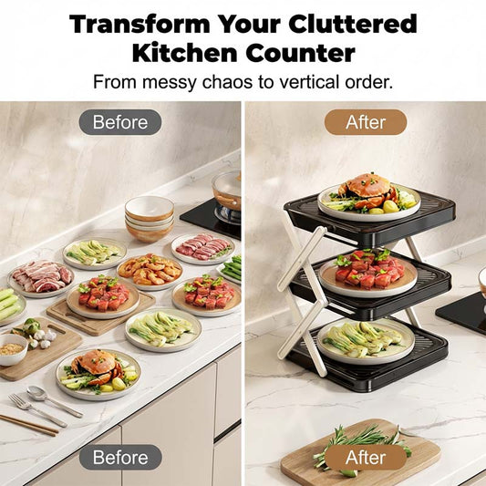 🍽️ 📦 4-Tier Bowl Storage Rack – Foldable, Stable & Maximizes Your Kitchen Space