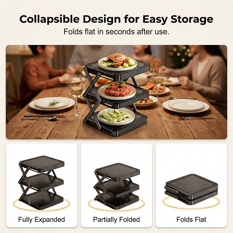 🍽️ 📦 4-Tier Bowl Storage Rack – Foldable, Stable & Maximizes Your Kitchen Space