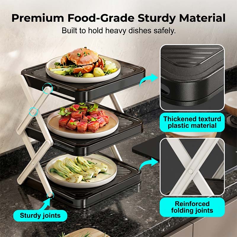 🍽️ 📦 4-Tier Bowl Storage Rack – Foldable, Stable & Maximizes Your Kitchen Space